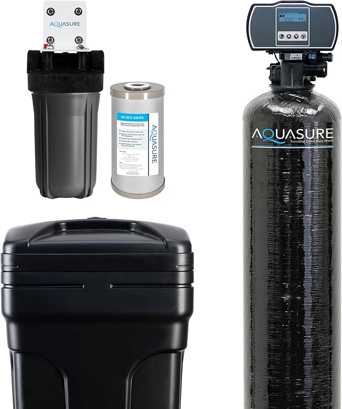 Aquasure Harmony Series 50,000 Grains Whole House Water Softener with High Performance Automatic Digital Metered Control Head | Reduces Hardness & Minerals | Improve Water Quality | for 4-6 Bathrooms