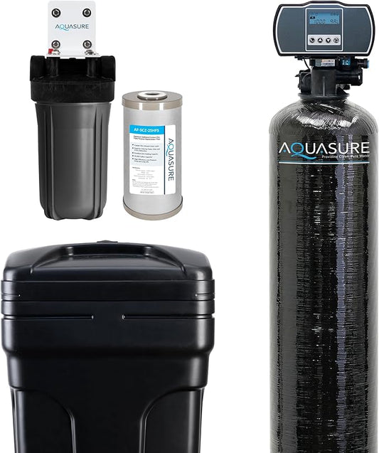 Aquasure Harmony Series 50,000 Grains Whole House Water Softener with High Performance Automatic Digital Metered Control Head | Reduces Hardness & Minerals | Improve Water Quality | for 4-6 Bathrooms