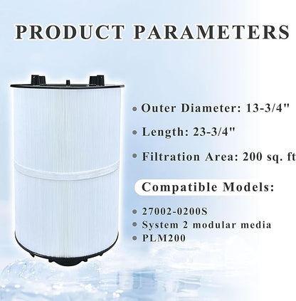 Pool Filter Compatible with 27002-0200S, PLM200, System 2 Modular Media, 200 sq.ft Pool Filter