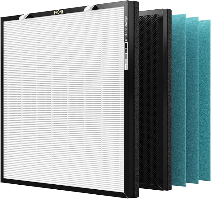 RFM80 Filter Replacement, Compatible with Max Air Purifier OVHM80, Replacement Part# RFM80, 3 Extra Pre-Filters + 1 Efficiency Filter + 1 Carbon Filter (1 Set)