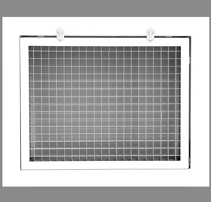 HVAC Premium 10" x 6" Cube Core Eggcrate Return Air Filter Grille for 1" Filter - Aluminum - White [Outer Dimensions: 12.5" x 8.5"]