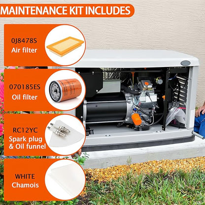 6485 Maintenance Kit for Generac 16-26kW Air Cooled Standby Generators - Compatible with 22kW 24kW Guardian Series, Includes 070185E Oil Filter, 0J8478S Air Filter, RC12YC Spark Plugs