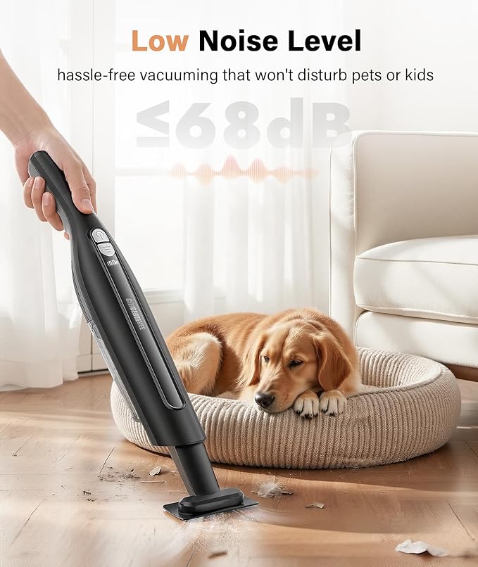 Handheld Vacuum Cordless,24KPA High Power Car Vacuum with Brushless Motor,LED Light,Charging Dock,Rechargeable Hand Held Vacuum Cleaner with Reusable Filter for Car,Home,Office,Pet Pair,Bk