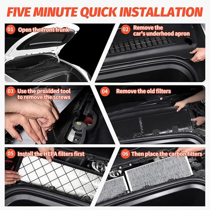 Cabin Air Filter HEPA Air Intake Filter For Tesla Model Y (2020-2025),Air Filter with Activated Carbon Replacement,OE# 1658375-00-A 1658376-00-A (Set of 4)
