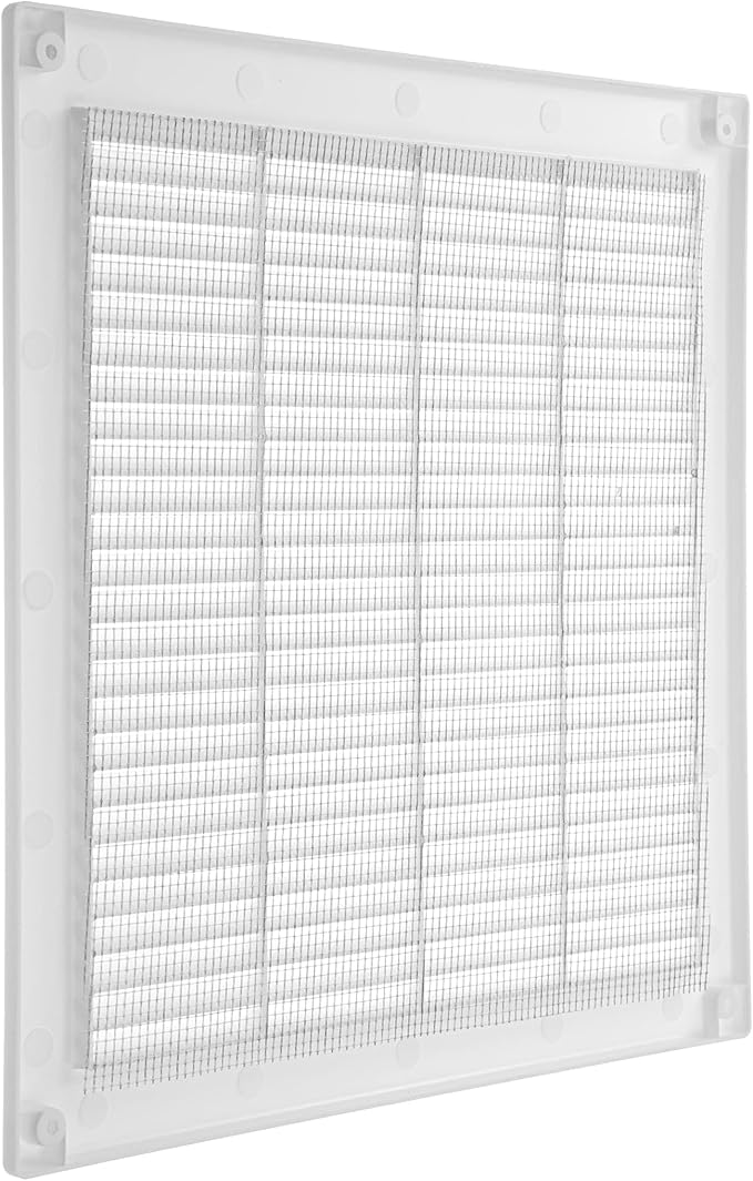 Vent Systems 10" x 10" Inch (Opening Dimensions) - Pack of 5 - White Plastic Soffit Vent Cover - Durable Flat Square Air Vent Grille with Mesh Screen - Ventilation Grill Wall, Ceiling Indoor, Outdoor