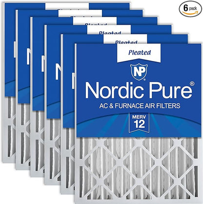 Nordic Pure 18x24x4 (Actual Size: 17 1/2 x 23 3/8 x 3 5/8) Pleated MERV 12 Air Filters 6 Pack