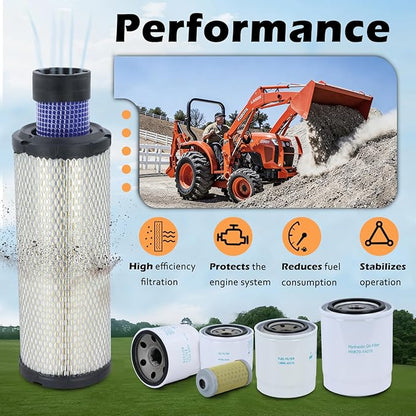 Maintenance Service Filter Kit Compatible with Kubota L3301 HST & L3901 HST with D1803 Engine Replaces# TC620-93230 HH164-32430 TC422-82620 1J800-43170 1G311-43380 HHK70-14070