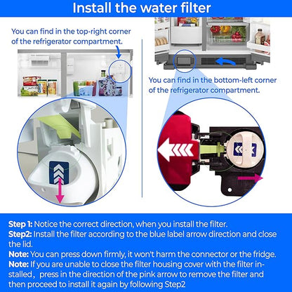 Waterdrop EDR1RXD1 Replacement for Everydrop® Filter 1,W10295370A, EDR1RXD1B, P8RFWB2L, P4RFWB, Kenmore® 46-9081, 46-9930, WD-F38 Refrigerator Water Filter, 2 Filters