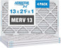 Aerostar 13x21.5x1 Air Filter MERV 13 (For Allergies, Dust, Lint, Mold, Pet Dander, Smoke, Smog & Bacteria) - Electrostatic MPR 1500-1900 & FPR 10 - Pleated HVAC AC Furnace Air Filters - Pack of 4