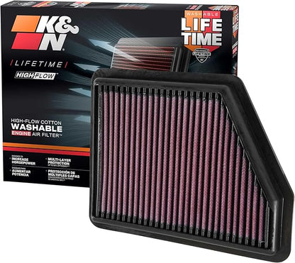 K&N High-Flow Original Lifetime Engine Air Filter: Increase Power: Premium, Washable: Compatible with 2016-2025 HONDA: Civic, HR-V, 33-5045