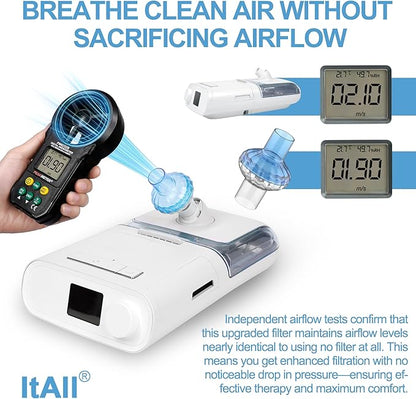 6PCs CPAP Filters for CPAP & BiPAP, Redesigned Inline Filters Without Airflow Resistance, Improved Filtration Efficency Providing Cleaner Airflow, Compatible with Most CPAP Tubing & Machines
