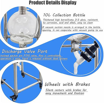 INTSUPERMAI 10L Buchner Funnel Filtering Kit, with 10L Vacuum Flask, Stainless Steel Frame, Negative Pressure Filtration, Lab Vacuum Suction Filter for Liquid-Liquid Extraction