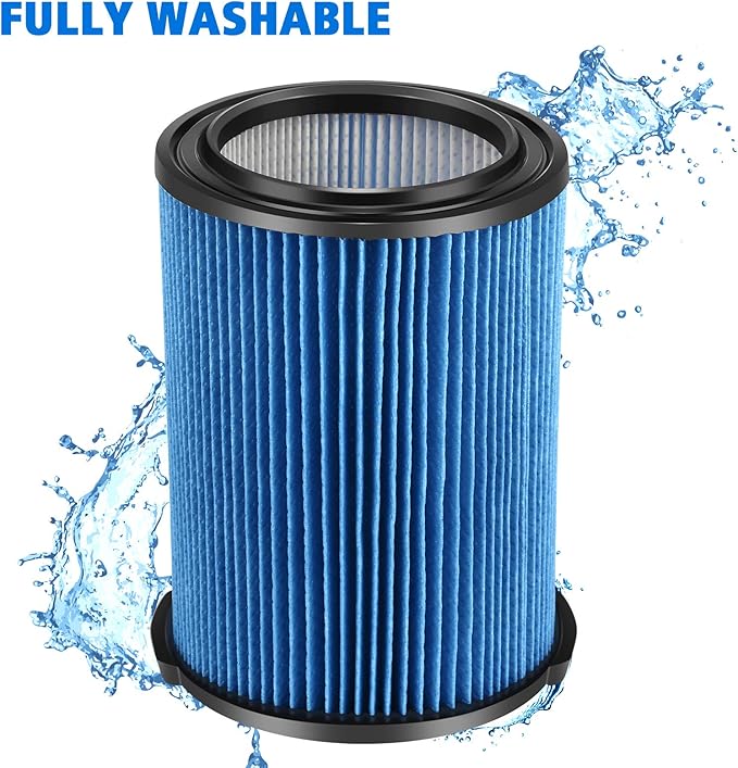 VF5000 Replacement Vacuum Filter 3 Layer Pleated with High Efficiency Particle Air Filter Material Compatible with Rigid Shop Vac 6-20 Gallon Wet Dry Vacuums (2 Packs)