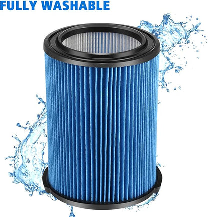 VF5000 Replacement Vacuum Filter 3 Layer Pleated with High Efficiency Particle Air Filter Material Compatible with Rigid Shop Vac 6-20 Gallon Wet Dry Vacuums (2 Packs)