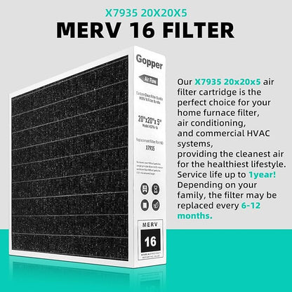 X7935 20x20x5 Air Filter MERV 16, Replacement Media for HCC14-23 HCF14-16 len-nox Air Filters, honey-well Models FC100A1011 and FC200E1011