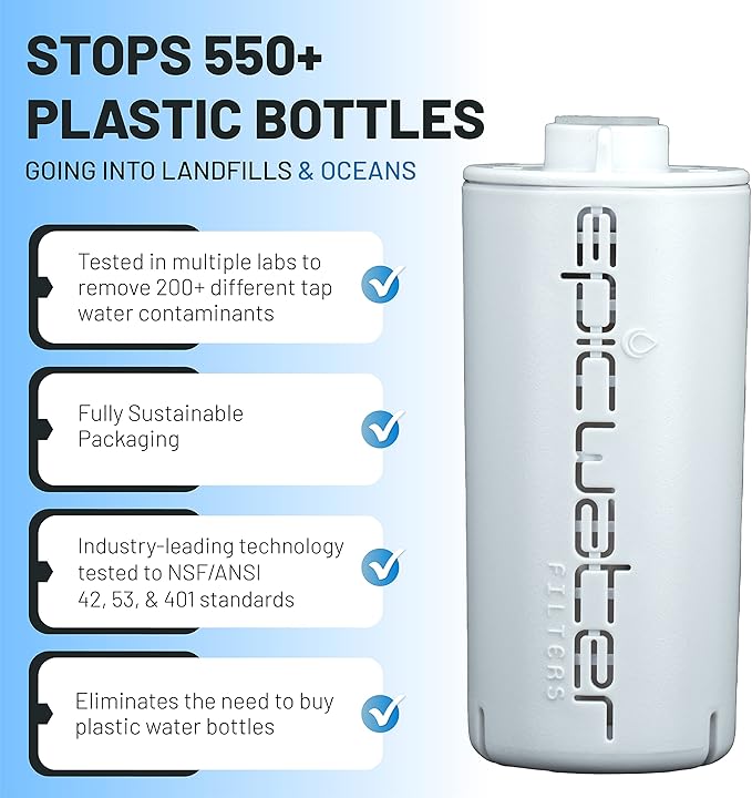Epic Water Filters Everywhere Bottle Filter Complete Filter | 1-Pack | 75 Gallon Total Life | 3-4 month Supply | Compatible with all Epic Water Bottles | Replaces Everyday and Outdoor