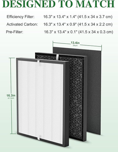 3000 Replacement Filter Compatible with Air Doctor 3000 Air Purifier, 1 Premium Filter + 2 Activated Carbon Filters + 4 Pre-Filters,Incompatible with AD3500