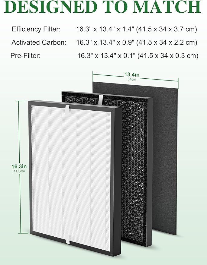 3000 Replacement Filter Compatible with Air Doctor 3000 Air Purifier, 2 Premium Filter + 2 Activated Carbon Filters + 8 Pre-Filters