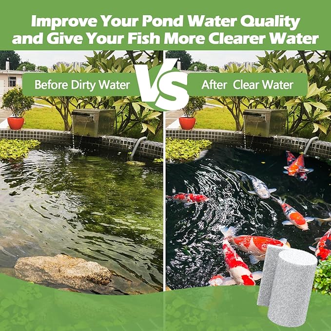 Classic Pond Filter Pad Media 18"x36"x1", 4.5 Ft² White Thicker Reusable Replacement Washable Pad,Fish Pond Filter Material for Koi Outdoor Ponds Aquarium