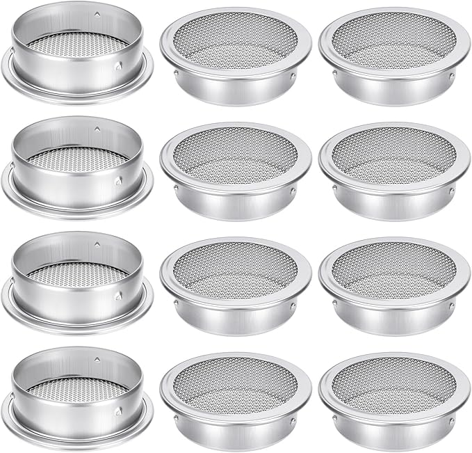 2-Inch Round Open Screen Vent, Mill Finish, 12 Pack