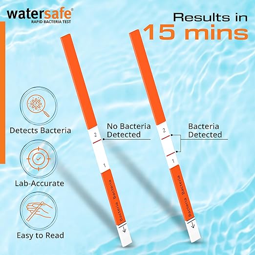 Pool and Spa Rapid Bacteria Test by Watersafe, Detects Down to 1 Bacteria/μL in 15 Minutes, Including E. coli and Salmonella. 20 Tests.