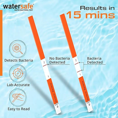 Pool and Spa Rapid Bacteria Test by Watersafe, Detects Down to 1 Bacteria/μL in 15 Minutes, Including E. coli and Salmonella. 20 Tests.