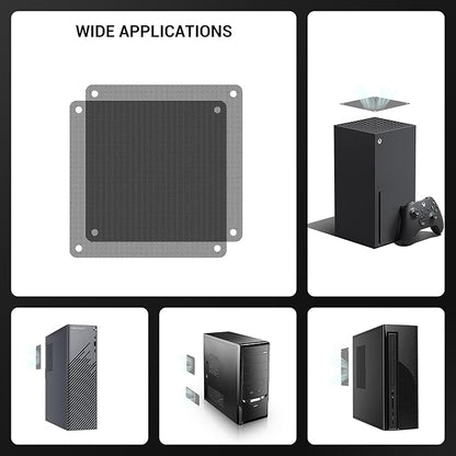 120mm Fan Dust Filter PC, 10Pack PVC Computer Dust Filter Mesh Dustproof Case Cover PC Cooler Fan Filter Grills with 40pcs Screws for Computer Cooler (PVC, 120 * 120mm, 10pcs, Black)
