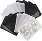 16 Pcs Aquarium Filter Media Bags Extra Fine, 7.8 x 5.9 Inch Filter Media Bag with Zipper, White & Black Aquarium Mesh Bag for Fish Tank Activated Carbon, Ceramic Rings