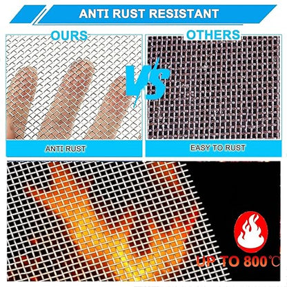 10 Mesh Stainless Steel Mesh Screen 304, 15.7'' x 147''(40cm x 375cm) Metal Mesh Screen, Rust Free Wire Screen Mesh, 2mm Hole Easy to Cut for Air Vent Mesh, Window Screen, BBQ, Craft DIY