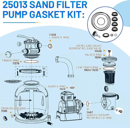 Pool Sand Filter Pump Seal Gasket Replacement for Intex Sand Filter Pumps Motor Seals, Pool Sand Pumps Part Hose Seals Repair Kit Include 11228 11412 L-Shape O-Ring Gasket and Air Release Valve