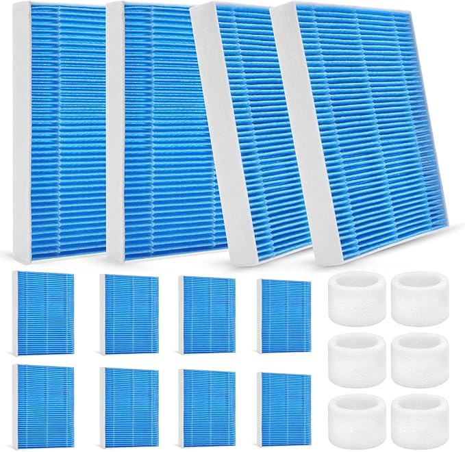 DerBlue 12pcs Wick Replacement Filter and 6pcsTop Fill Humidifier Replacement Filters Compatible with Superior 6000S Smart Evaporative Humidifier,high efficiency filter can last more than 6 months