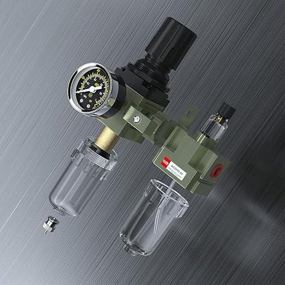 AC2010-02 Pneumatic Air Compressor Water Separator Regulator Filter Compressed for Accessories Parts Pressure with Gauge 1/4 Manual Filter+US
