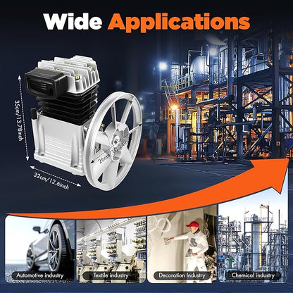 2HP Air Compressor Pump, Air Compressor Pump Head with Motor & Breathing Nozzle 200L/Min, 1.5KW Oil Lubricated AIr Compressors Pumps