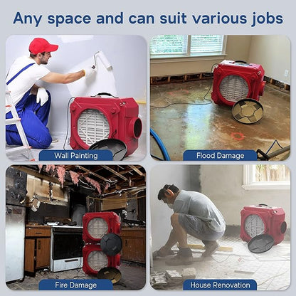 AlorAir CleanShield HEPA 550 - Heavy Duty Commercial Air Scrubber HEPA Filter System, 25' Power Cord with Lighted End and Roto-Molded Unbreakable Housing Air Cleaner, cETL Listed, Red (Pack of 8)