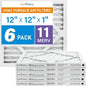 LotFancy 12x12x1 Air Filter MERV 11 6-Pack, Electrostatic Pleated AC Furnace Air Filter, Captures Dust, Smog & Pet Dander, Actual Size: 11.75"x11.75"x0.75"