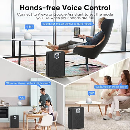 DAYETTE Smart Air Purifiers for Home Large Room, H14 Air Purifier with Washable Filters Up to 3000 Ft², APP & Voice Control & 22 dB Sleep Mode for Bedroom Living Room, Black