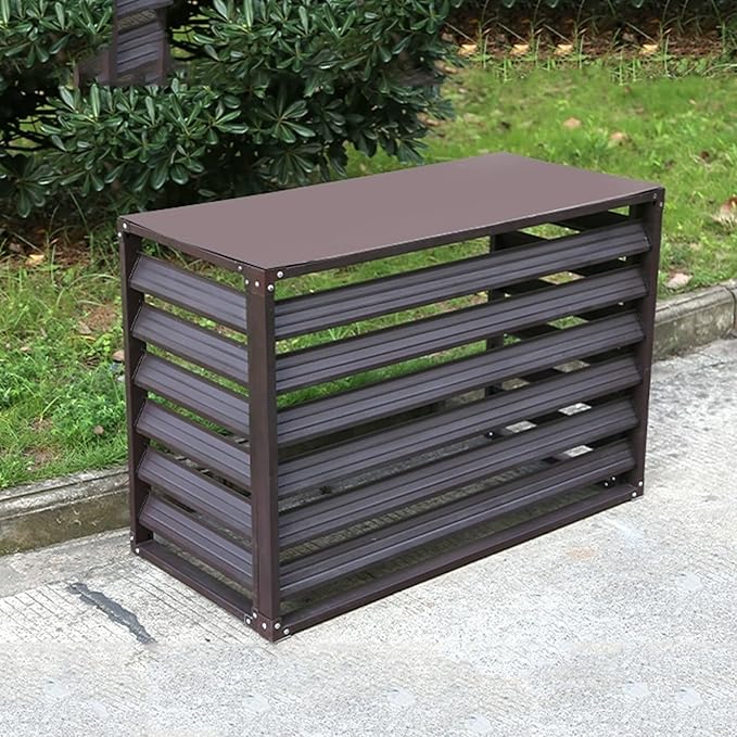 Freestanding Louvered Space Divider, outdoor garbage can enclosures, balcony air conditioning privacy cover, durable, noise reduction, suitable for gardens, balconies, walls, courtyards ( Color : FOUR