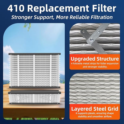 3 Pack, 410 Replacement Air Filter, MERV 11,Actual Size: 16"x28"x4", Nominal Size: 16x25x4, HVAC Furnace Filter, Compatible with AprilAire Models 4400, 3410, 2416, 2410, 1610, 1410