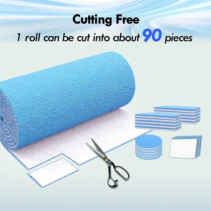 20 x 140" Air Vent Filters, 0.5-inch Thickness MERV 8 Filter Material, Cut Into About 100 Filters, HVAC Furnace Vent Filters for Home, Floor, Ceiling, Grilles (48PCS Adhesive Hook Tape)