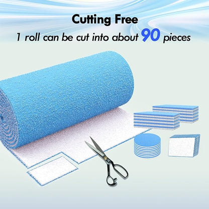 20 x 140" Air Vent Filters, 0.5-inch Thickness MERV 8 Filter Material, Cut Into About 100 Filters, HVAC Furnace Vent Filters for Home, Floor, Ceiling, Grilles (48PCS Adhesive Hook Tape)