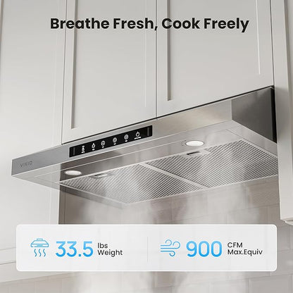 30 Inch Under Cabinet Range Hood, 900CFM Fast Venting Ducted, Kitchen Hood With 3 Speed Gesture Sensing & Touch Control, Stainless Steel Stove Vent Hood With Reusable 5-Layer Baffle Filters