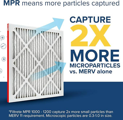 Filtrete 12x36x1 AC Furnace Air Filter, MERV 11, MPR 1000, Micro Allergen Defense, 3-Month Pleated 1-Inch Electrostatic Air Cleaning Filter, 6 Pack (Actual Size 11.69x35.69x0.81 in)