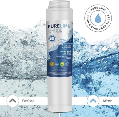 Pureline FQSLF Under Sink Water Filter Replacement. Compatible with GE FQSLF, FQROPF, GXSV65R, GXSLQR, PXRQ15RBL, PXRQ15F, PNRQ15F, PNRQ20F, PNRQ20R and PNRQ21R - Reduces Bad Taste & Odor (3 Pack)