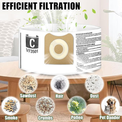30 Pack VF3501 Vacuum Cleaner Bags Fit for Rigid Shop Vac Bags 4 Gallon Size c, compatible with 3-4.5 Gallon Wet/Dry Vacuums | Dust Collection Filter Bags Replace Part (30 Pack)