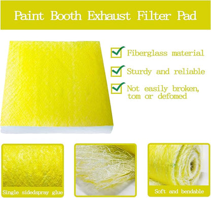 AUC Paint Booth Exhaust Filters,20" x 25" (300 pieces),22 Gram Fiberglass Paint Arrestors Pad,Captures Overspray Paint Particles in Paint booth