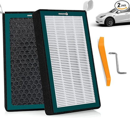 2 PCS Cabin Air Filter Compatible with Tesla Model 3 Model Y 2023 2022 2021 2020 2019 2018 2017 HEPA Intake Air Filter with Carbon Air Conditional Replacement Interior Accessories
