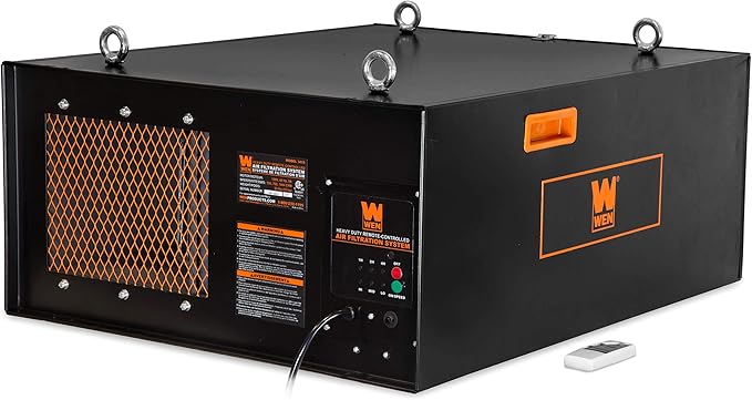 WEN AF1270 4.2-Amp 3-Speed Remote-Controlled Industrial-Strength Air Filtration System (750/950/1270 CFM) , Black