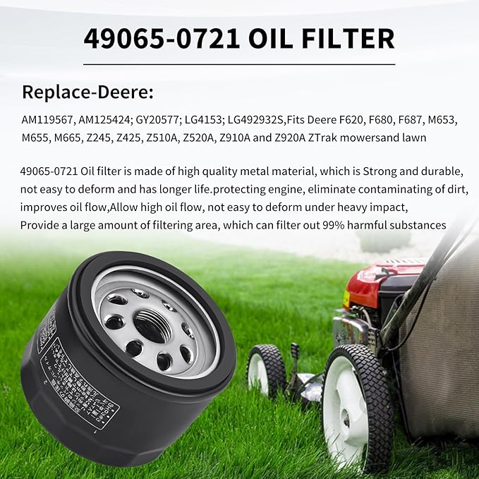 49065-0721 Oil Filter Compatiable with Kawasaki FR541V FR600V FR651V FR691V FR730V FS481V FS541V FS600V FS651V FS691V FS730V FX481V FX541V FX600V FX651V FX691V FX730V Engines 49065-7007 (2PCS)