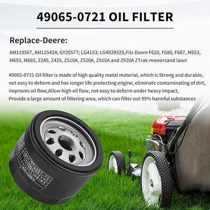 49065-0721 Oil Filter Compatiable with Kawasaki FR541V FR600V FR651V FR691V FR730V FS481V FS541V FS600V FS651V FS691V FS730V FX481V FX541V FX600V FX651V FX691V FX730V Engines 49065-7007 (2PCS)