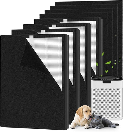 4 Packs KJ190L Replacement Filter Compatible with MOOKA KJ190L Air Cleaner Purifier For Home Large Room 2000 Ft², 4 HEPA Filters and 4 Washable PreFilters